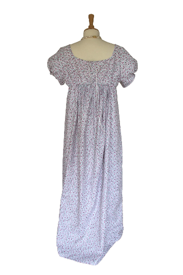 For Sale Ladies Regency 19th Century Jane Austen Elizabeth Bennet Pride And Prejudice Puffed Sleeved Pink Floral Cotton Gown Dress Size 14 - 16 UK Image